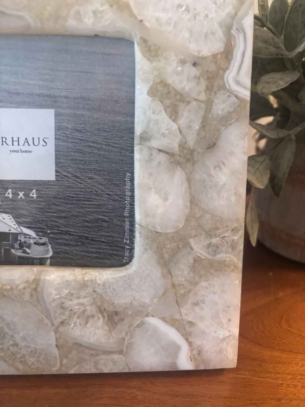 NWT Arhaus White Agate Picture Photo Frame 4x4 Photo Kickstand Heavy